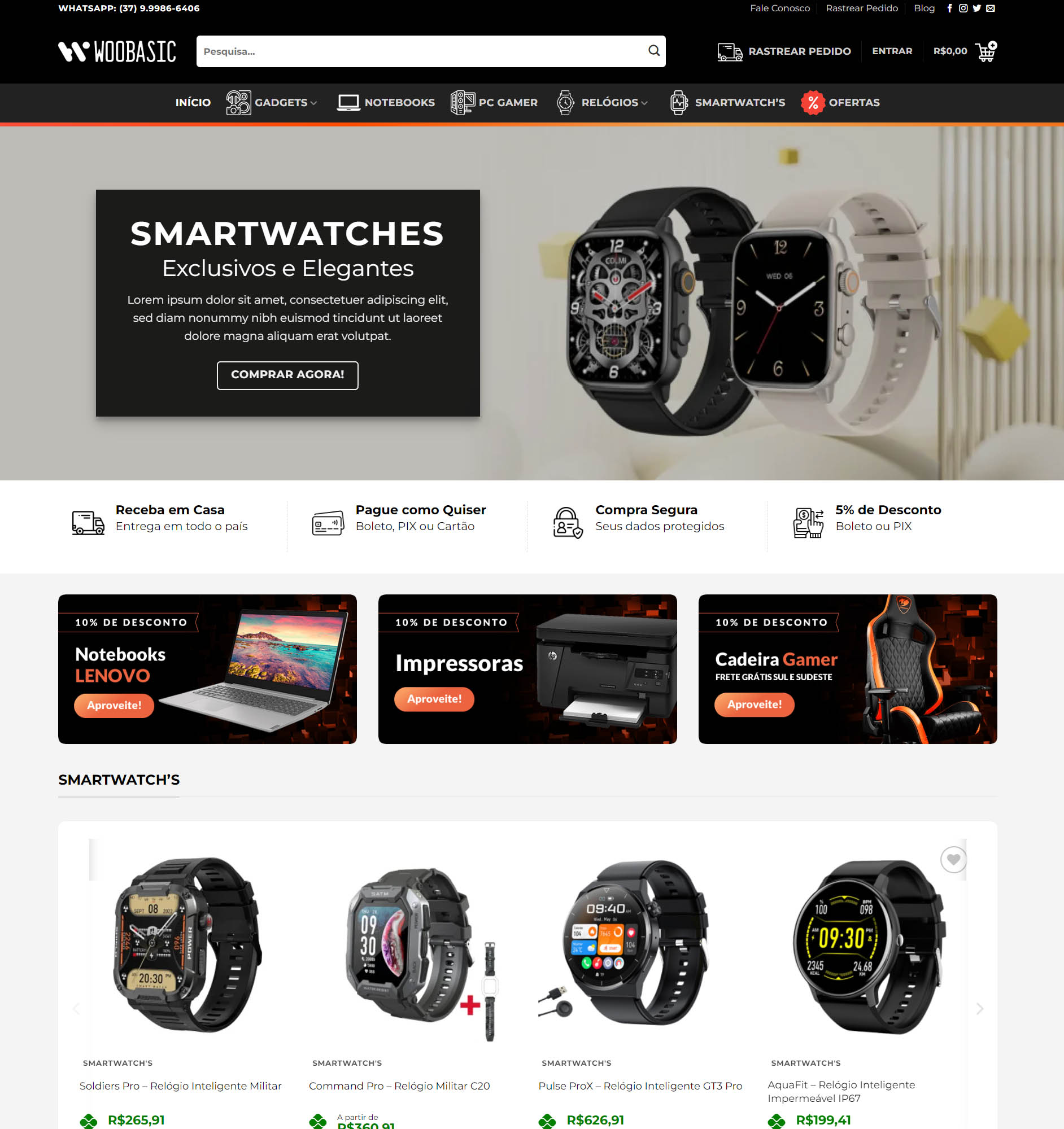 Loja Virtual Pronta E-commerce Basic Store para Woocommerce 2 Loja Pronta Basic Store para o Woocommerce. De básico ele não tem nada.