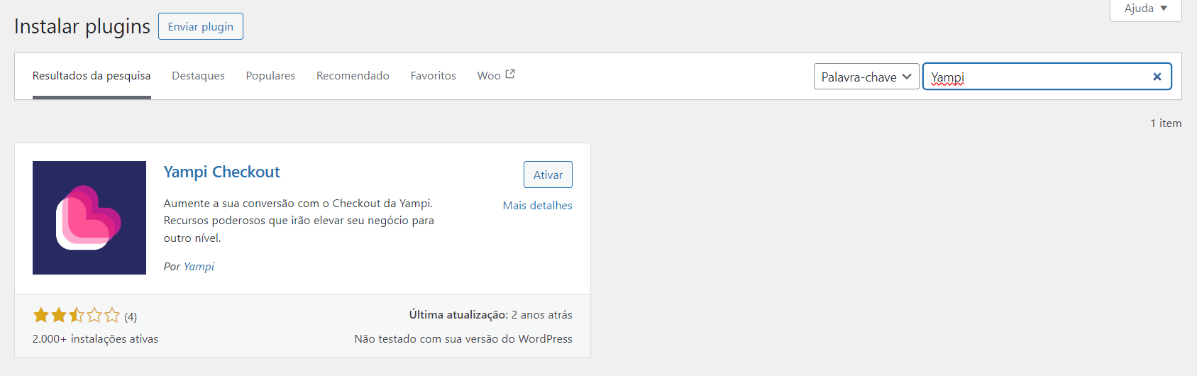 Como configurar o Checkout da Yampi em sua Loja Virtual Woocommerce - Tutorial Completo 2024 2 Instalando o Plugin da Yampi em sua loja virtual Woocommerce