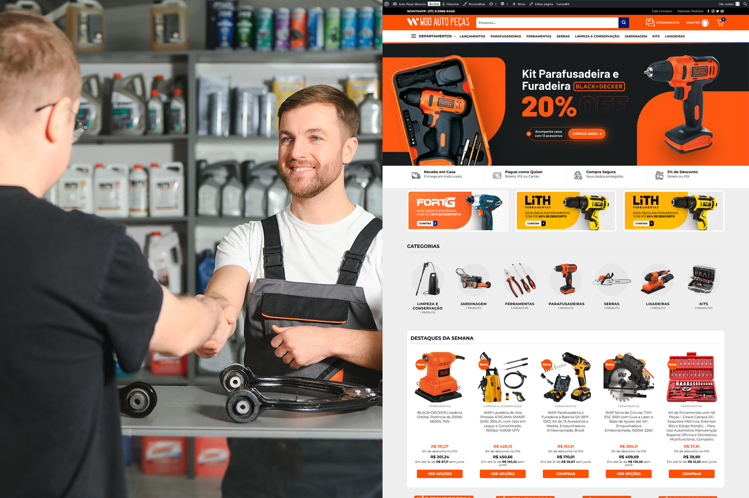 Loja Virtual Pronta de Auto Peças 2.0: Nova Loja Virtual WooCommerce com Carrinho Dinâmico e Checkout Otimizado